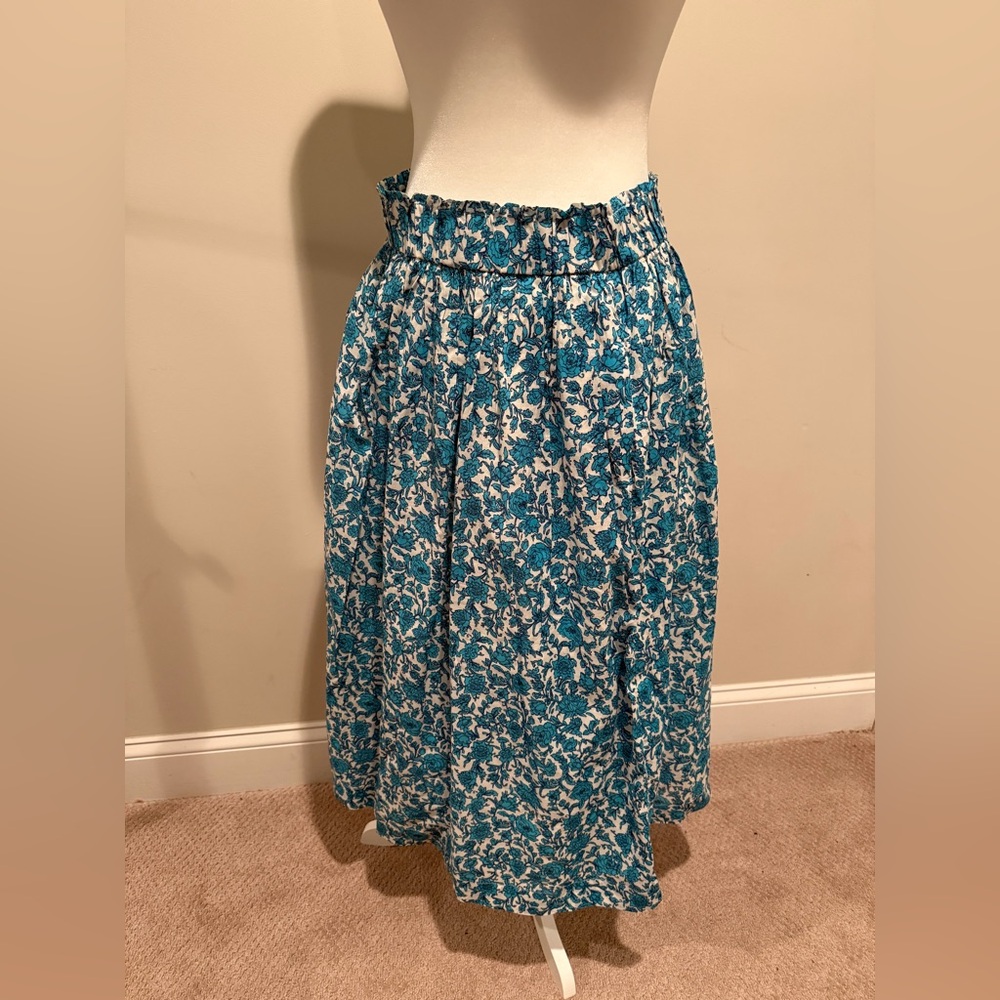 J.Crew blue floral midi skirt dress. Size small. New with tags.